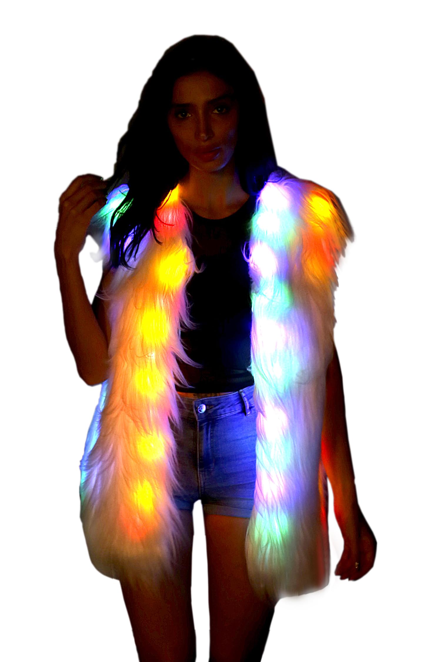 Világító LED Fur Mellény - Neon Glow